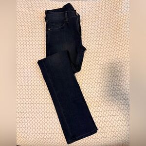 Paige Lennox black/dark charcoal women’s straight leg denim jeans.